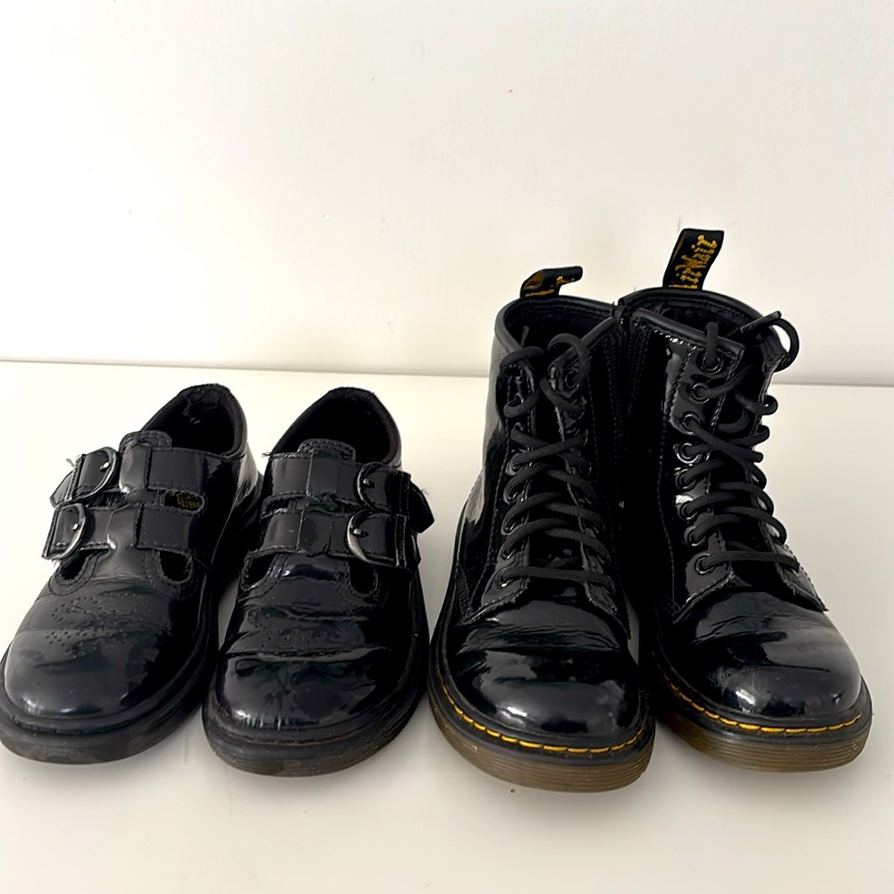 Dr. Martens Bundle of Girls Patent Leather Mary Jane shoes and Boots size 12